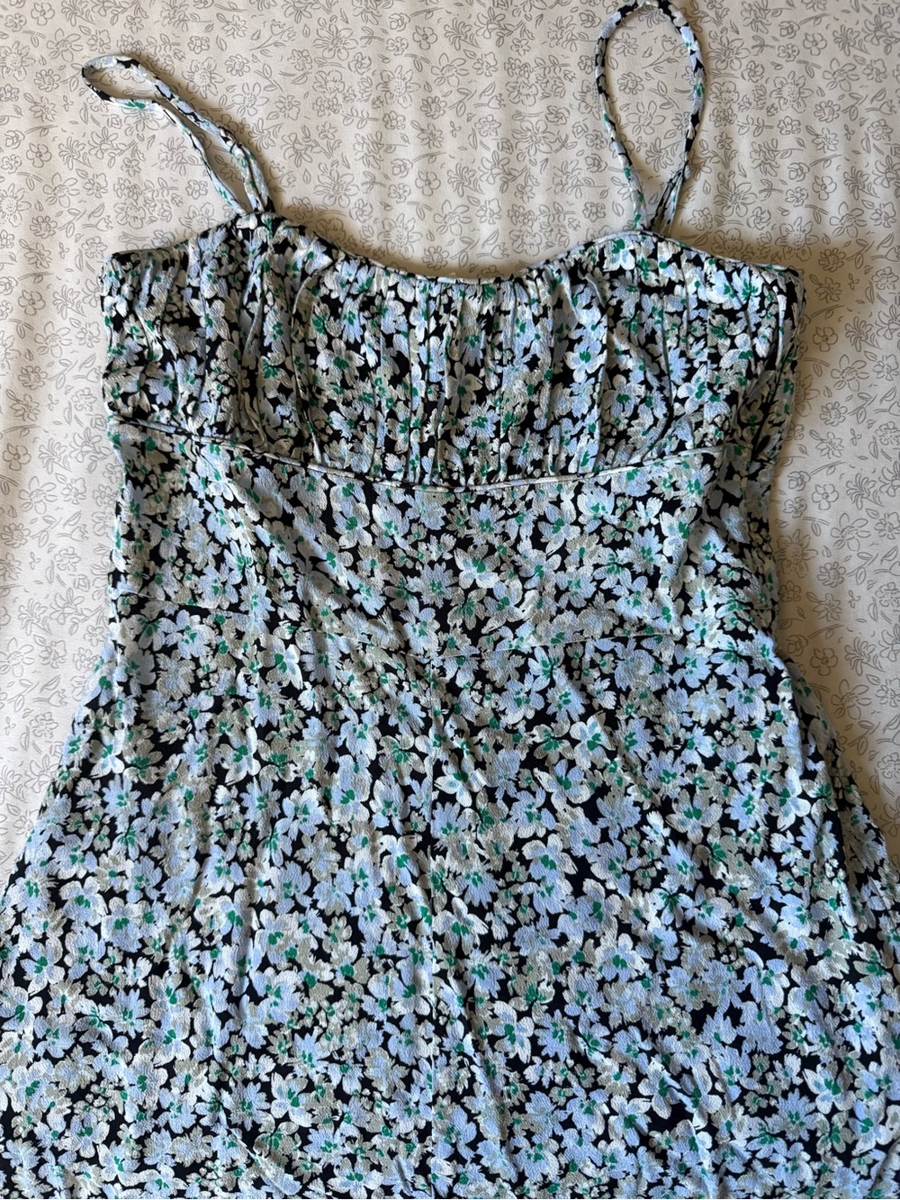 Mossimo Supply Co. Black Spaghetti-Strap Camisole with Light Blue Floral Print